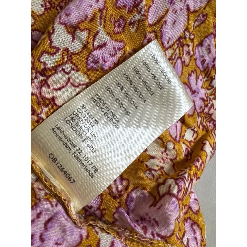 Free People Molly Jo Midi Maxi Dress Women Small Tiered Mustard Floral Smocked - Picture 6 of 16